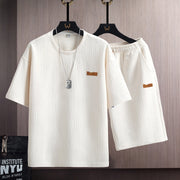 Short Sleeve Set Men's Student Trendy Casual T-Shirt Korean Version Fashion Brand Print Sports Set Trendy