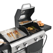 2+2 multifunctional gas barbecue grill and covered grill combination for outdoor cooking - barbecue, barbecue, pizza.