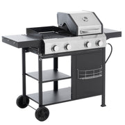 2+2 multifunctional gas barbecue grill and covered grill combination for outdoor cooking - barbecue, barbecue, pizza.