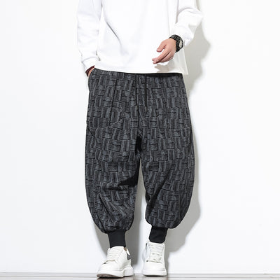 Style Casual Pants Loose Cuff Harem Trousers Trendy Plus Size Printed Skinny Pants for Men