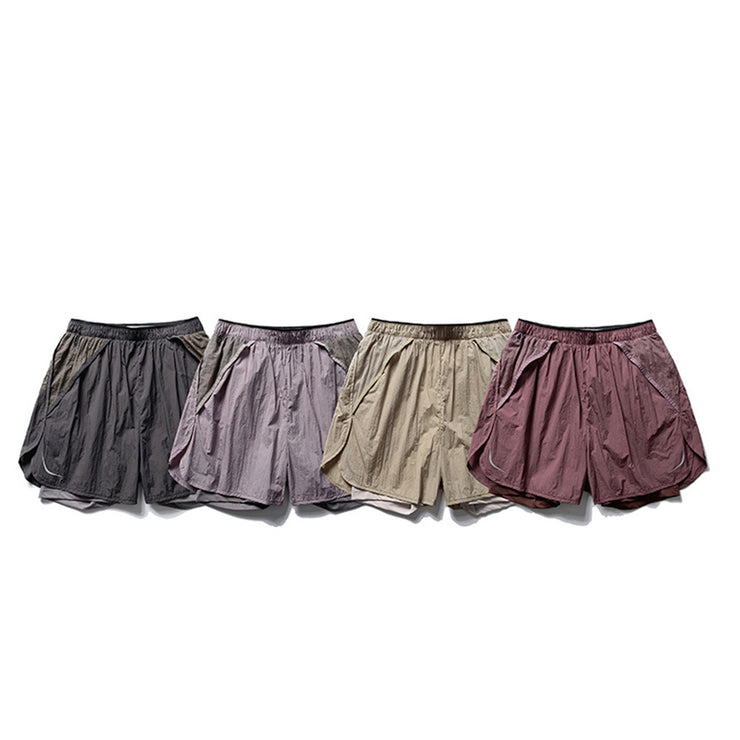 Running Shorts for Men Summer 3/4 Pants with Lining Double Layer Elastic Waist Outdoor Sports Cycling Trousers