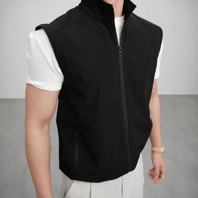 Summer Lightweight Tactical Vest Stand Collar Zipper Layered Sleeveless Outdoor Quick-Dry Jacket