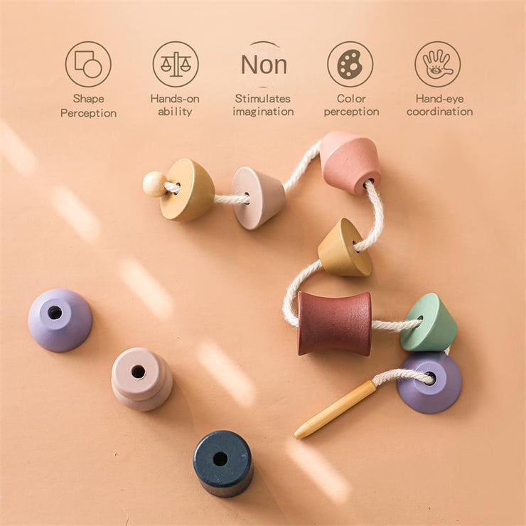 Montessori Children's Educational Toy Animal Lacing Beads 1-3 Years Wooden Baby Threading Toy
