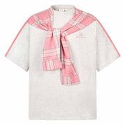 Detachable Plaid Cape Fake Two-Piece Short Sleeve T-Shirt Men