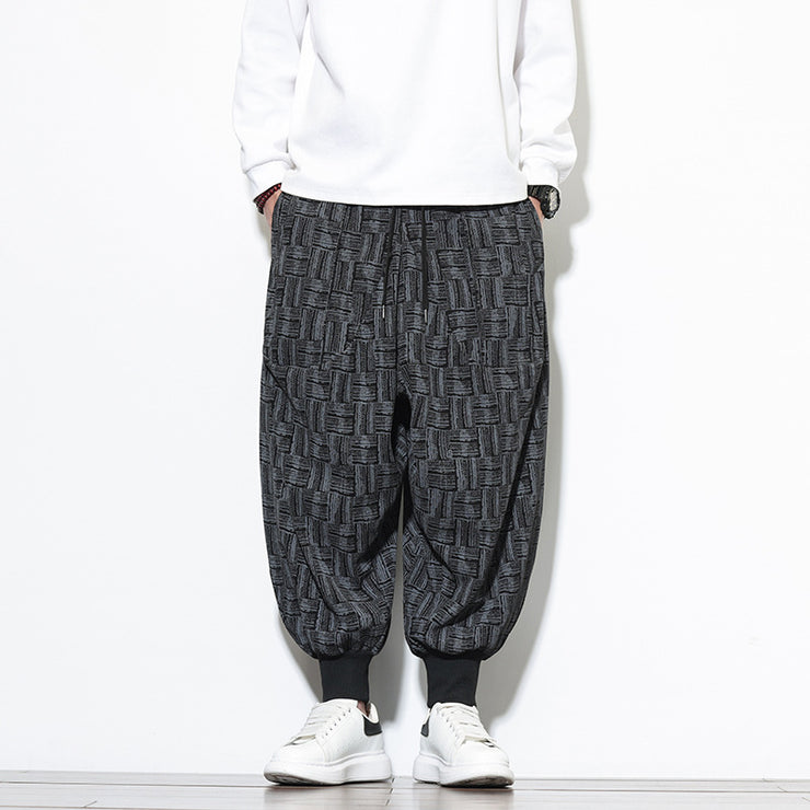 Style Casual Pants Loose Cuff Harem Trousers Trendy Plus Size Printed Skinny Pants for Men