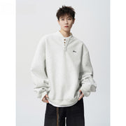 Dark gray Henry collar hoodie for men in spring and autumn