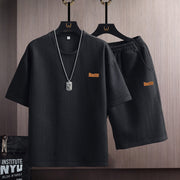 Short Sleeve Set Men's Student Trendy Casual T-Shirt Korean Version Fashion Brand Print Sports Set Trendy