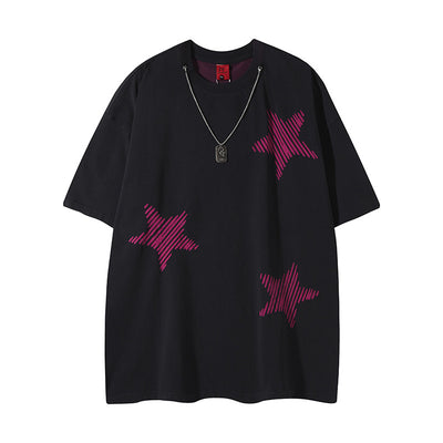 Loose Round Neck T-Shirt Cotton Short Sleeve Men