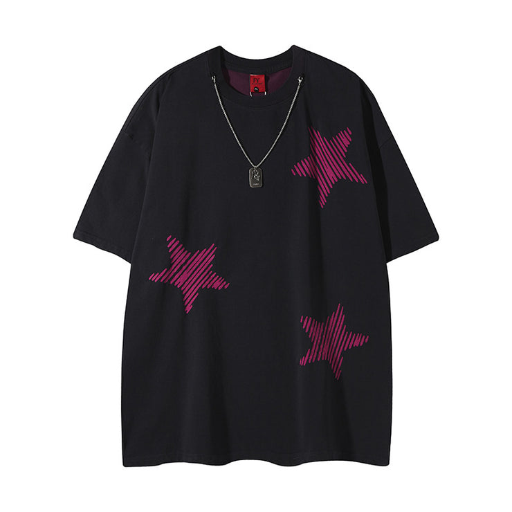 Loose Round Neck T-Shirt Cotton Short Sleeve Men