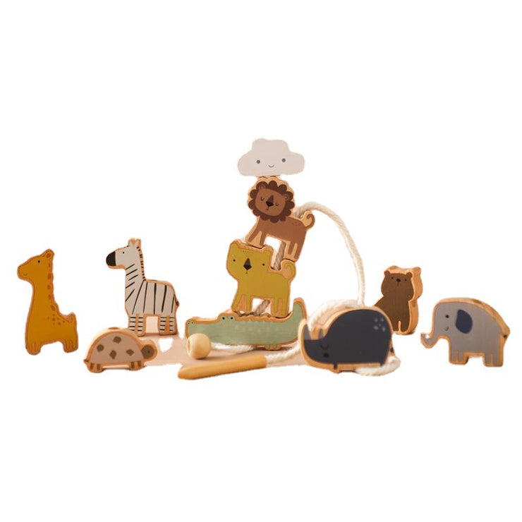 Montessori Children's Educational Toy Animal Lacing Beads 1-3 Years Wooden Baby Threading Toy
