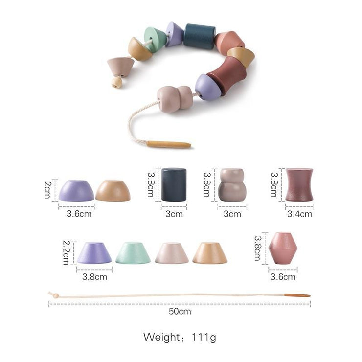 Montessori Children's Educational Toy Animal Lacing Beads 1-3 Years Wooden Baby Threading Toy