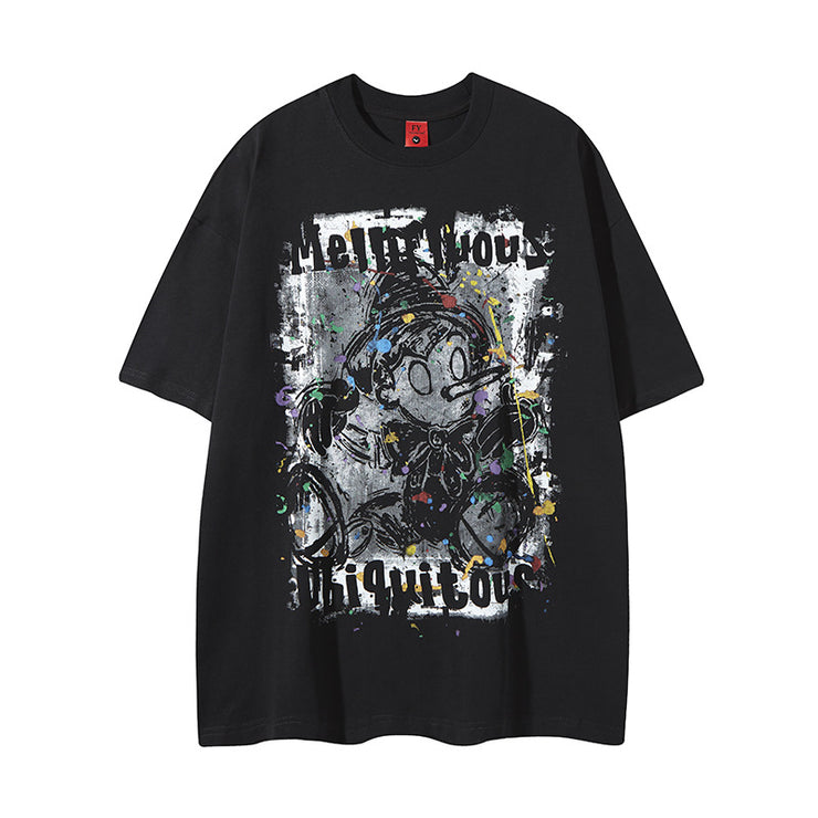 Loose Round Neck T-Shirt Cotton Short Sleeve Men