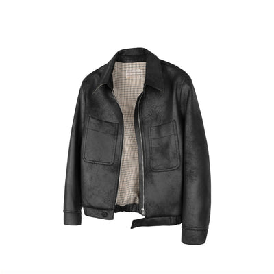 PU leather hunting outfit Cleanfit short and wide jacket jacket for men