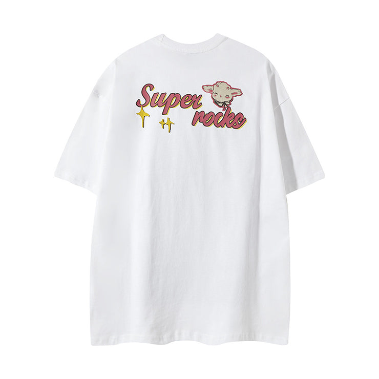 Loose Round Neck T-Shirt Cotton Short Sleeve Men