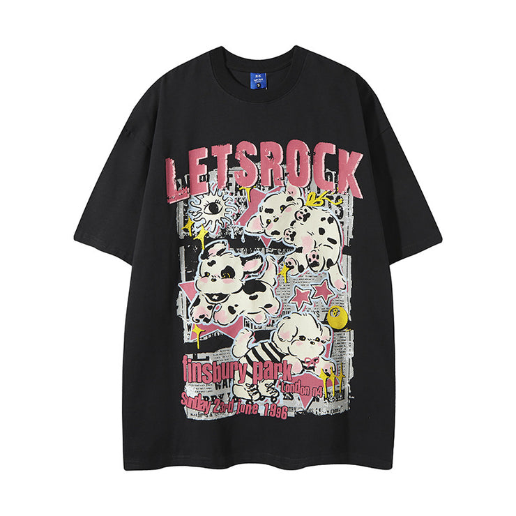 Loose Round Neck T-Shirt Cotton Short Sleeve Men