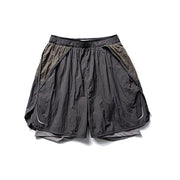 Running Shorts for Men Summer 3/4 Pants with Lining Double Layer Elastic Waist Outdoor Sports Cycling Trousers
