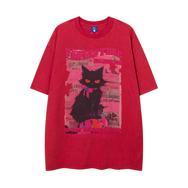 Loose Round Neck T-Shirt Cotton Short Sleeve Men