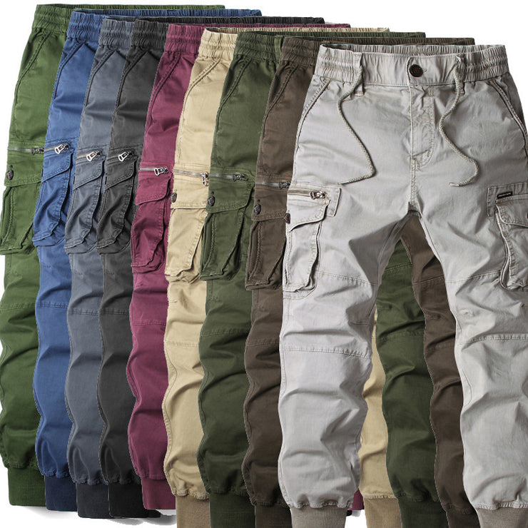 Elastic Cuff Pants Men's Plus Size Long Trousers Casual Workwear Loose Fit Pants for Men