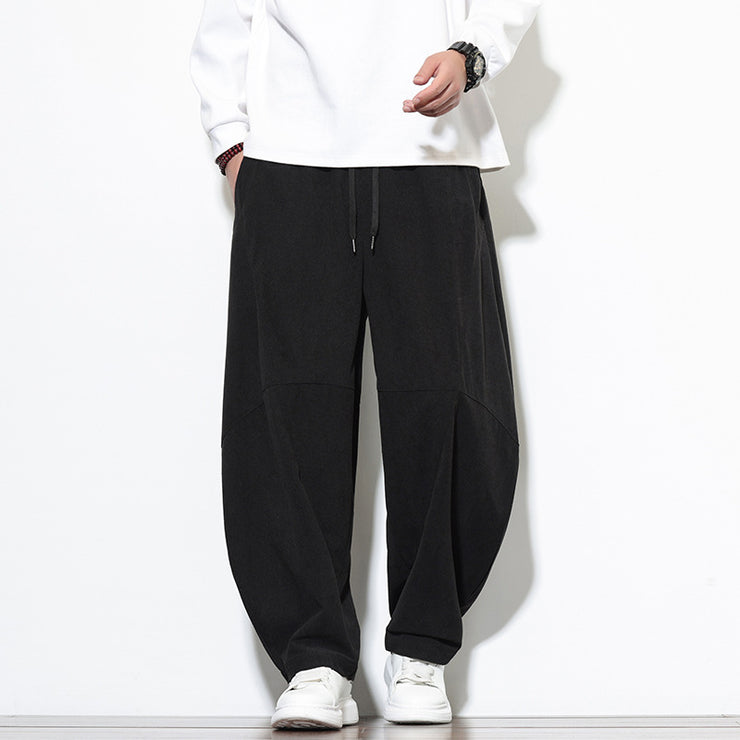 Style Corduroy Casual Pants for Men, Loose Fit Big Size Tapered Leg Wide Leg Harem Pants