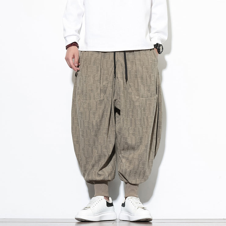 Style Casual Pants Loose Cuff Harem Trousers Trendy Plus Size Printed Skinny Pants for Men