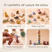 Montessori Children's Educational Toy Animal Lacing Beads 1-3 Years Wooden Baby Threading Toy