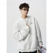 Dark gray Henry collar hoodie for men in spring and autumn