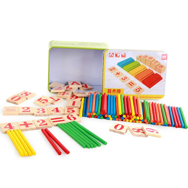 Number Sticks for Children, Arithmetic Sticks, Counting Sticks, Baby Math Teaching Aids, Magnetic Alarm Clock Boxed Educational Toys
