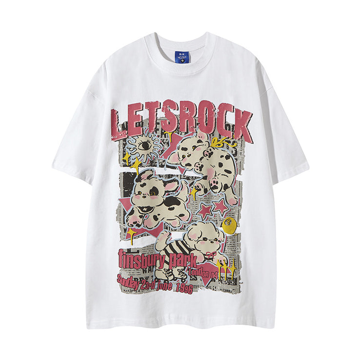 Loose Round Neck T-Shirt Cotton Short Sleeve Men