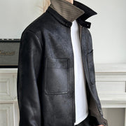 PU leather hunting outfit Cleanfit short and wide jacket jacket for men