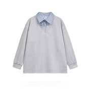 Grey fake two retro polo shirts for men