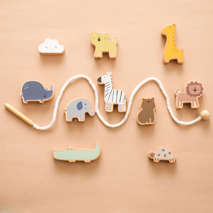 Montessori Children's Educational Toy Animal Lacing Beads 1-3 Years Wooden Baby Threading Toy