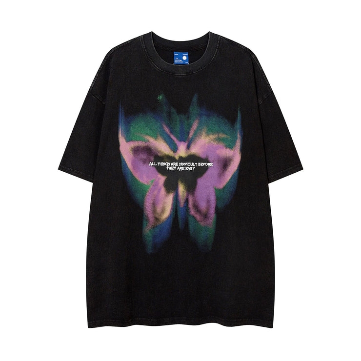 Loose Round Neck T-Shirt Cotton Short Sleeve Men