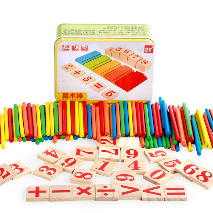 Number Sticks for Children, Arithmetic Sticks, Counting Sticks, Baby Math Teaching Aids, Magnetic Alarm Clock Boxed Educational Toys
