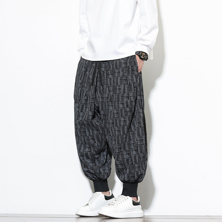 Style Casual Pants Loose Cuff Harem Trousers Trendy Plus Size Printed Skinny Pants for Men