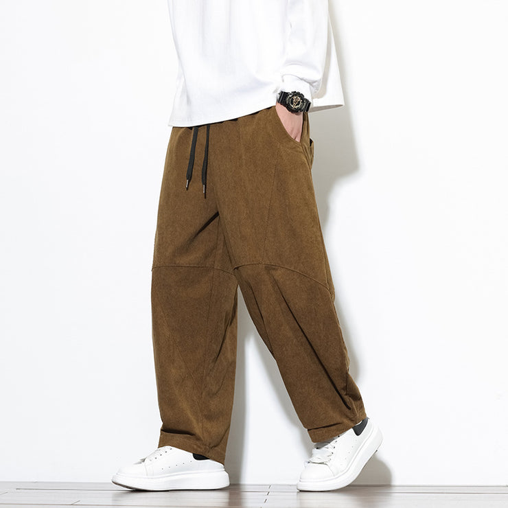 Style Corduroy Casual Pants for Men Loose Big Size Trendy Tapered Leg Wide Leg Harem Pants