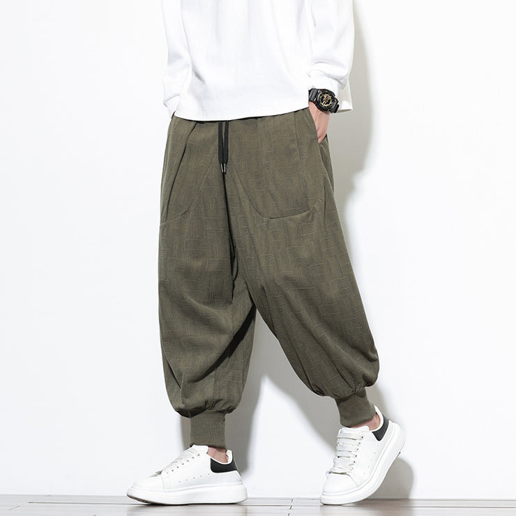 Style Casual Pants Loose Cuff Harem Trousers Trendy Plus Size Printed Skinny Pants for Men