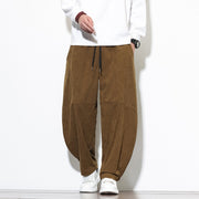 Style Corduroy Casual Pants for Men, Loose Fit Big Size Tapered Leg Wide Leg Harem Pants
