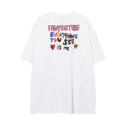 Fun Graffiti Cartoon Print Short Sleeve T-Shirt Hip Hop Trendy Men's Summer Lazy Pure Cotton Casual Half Sleeve Tee