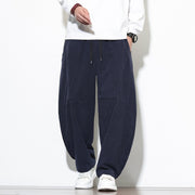 Style Corduroy Casual Pants for Men, Loose Fit Big Size Tapered Leg Wide Leg Harem Pants