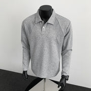 Regular Shoulder Polo Shirt Heavyweight Casual Long Sleeve T-Shirt for Men
