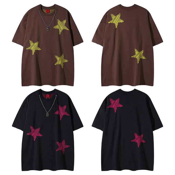 Loose Round Neck T-Shirt Cotton Short Sleeve Men