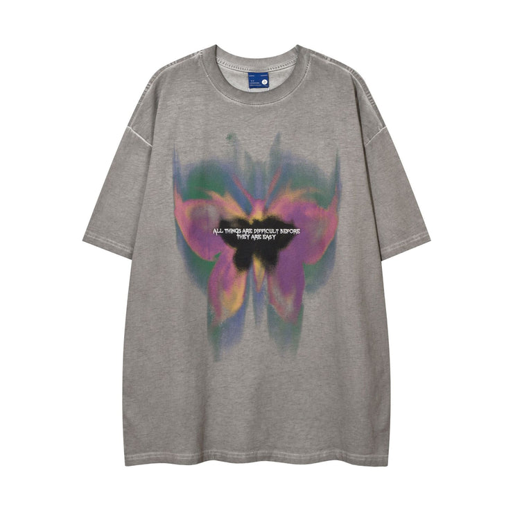 Loose Round Neck T-Shirt Cotton Short Sleeve Men
