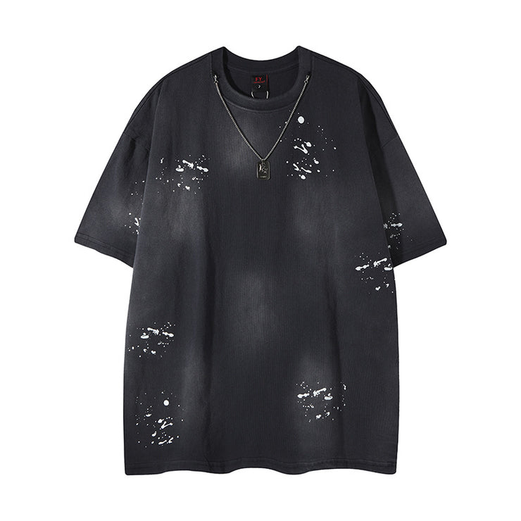 Loose Round Neck T-Shirt Cotton Short Sleeve Men