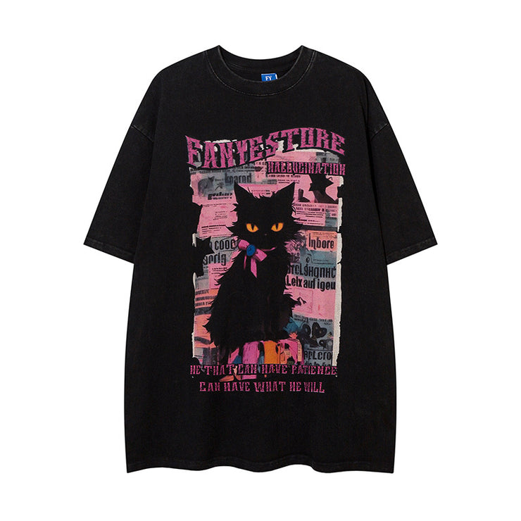 Loose Round Neck T-Shirt Cotton Short Sleeve Men